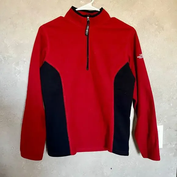 The North Face Women's Polartec Half Zip Fleece Pullover-Red/Black - Picture 7 of 14